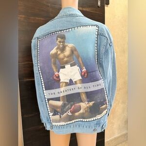 Upcycled Seek Discomfort Muhammad Ali Denim Jacket Size XS